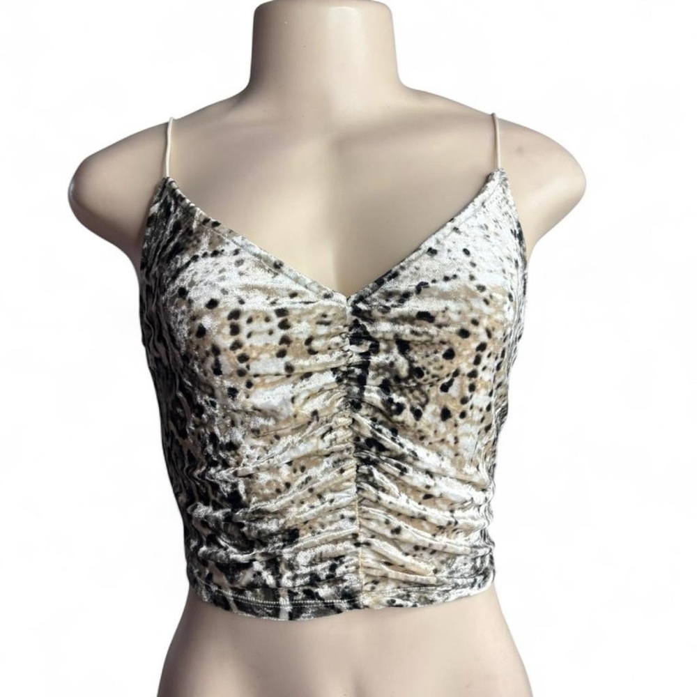 Leopard Print Ruched Velvet Cami Top